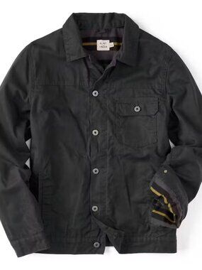 Flannel-Lined Waxed Trucker Jacket - L - Coal